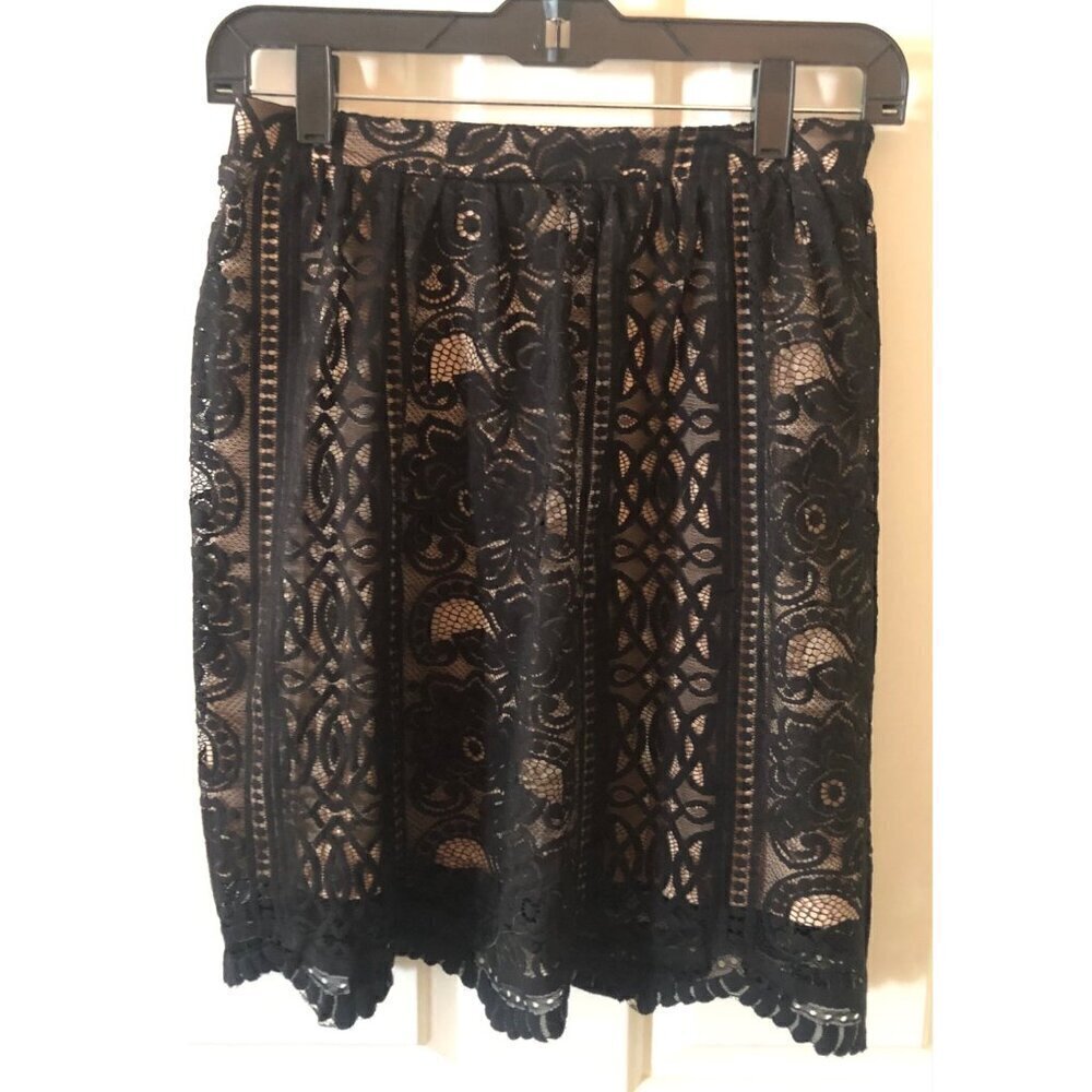 Xhilaration Black Eyelet Flare Lace Skirt Size S
